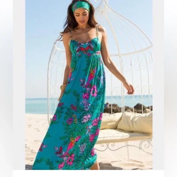 long sleeve winter maxi dress Blue Winter Tapestry Long Sleeve Maxi Dress